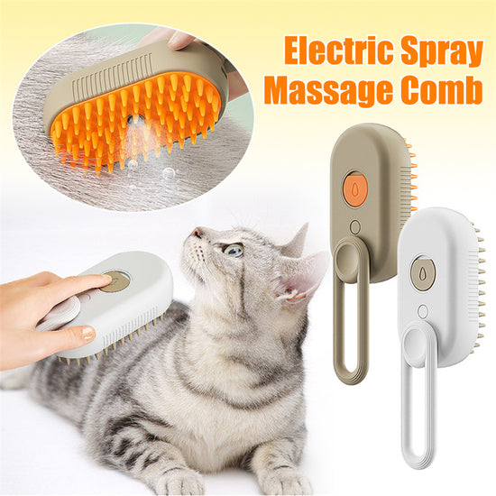 3-in-1 Electric Steam Brush for Pets – Grooming, Massage & Hair Removal